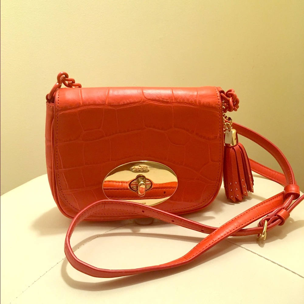 Coach Red Mini Bag with Gold Turn-Lock and Tassel